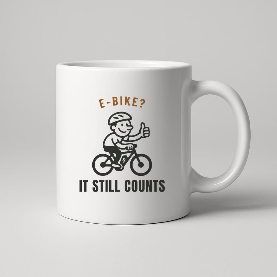 E-Bike? It Still Counts mug, White