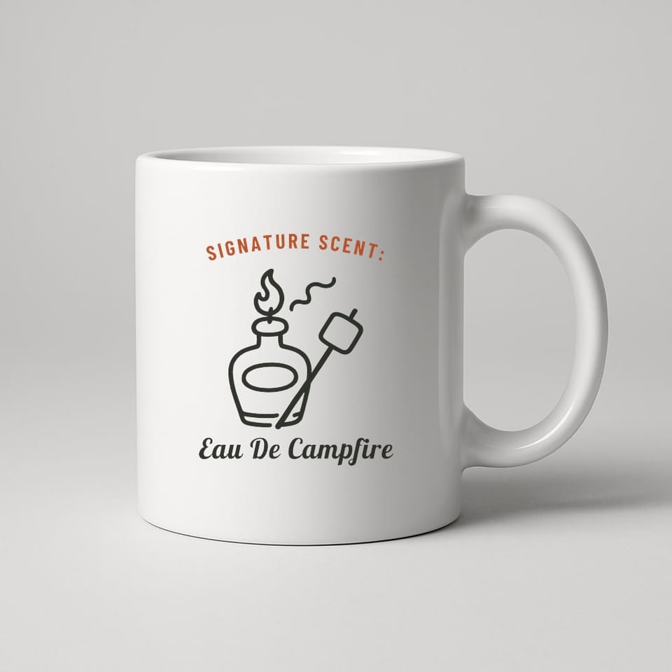 Eau de Campfire mug, White