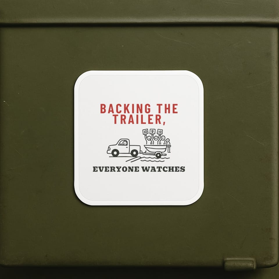 Everyone Watches the Ramp sticker, White