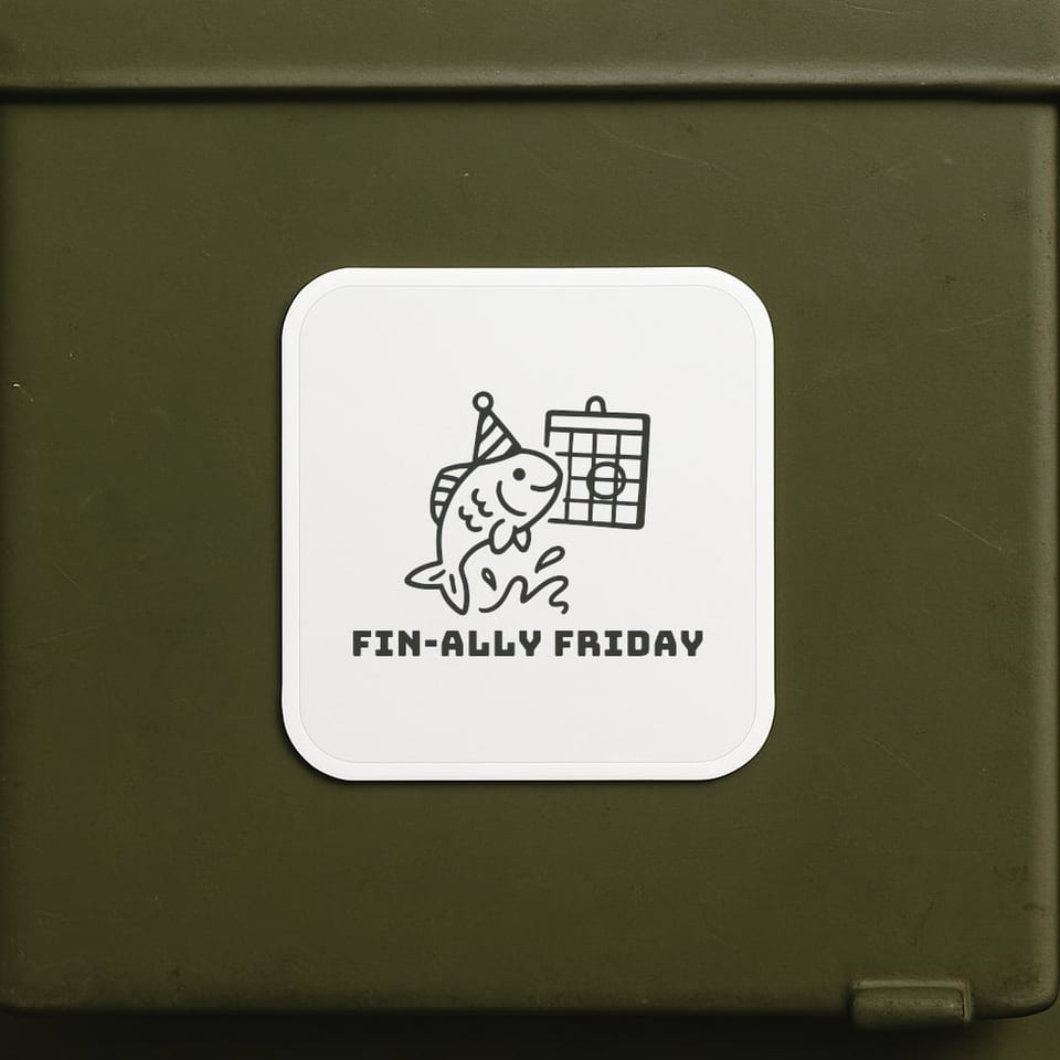 Fin-ally Friday sticker, White