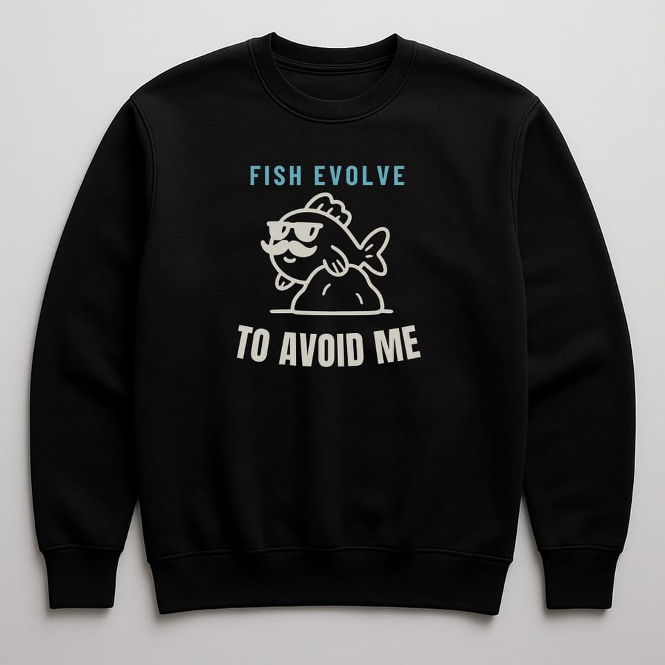 Fish Evolve to Avoid Me sweatshirt, Black