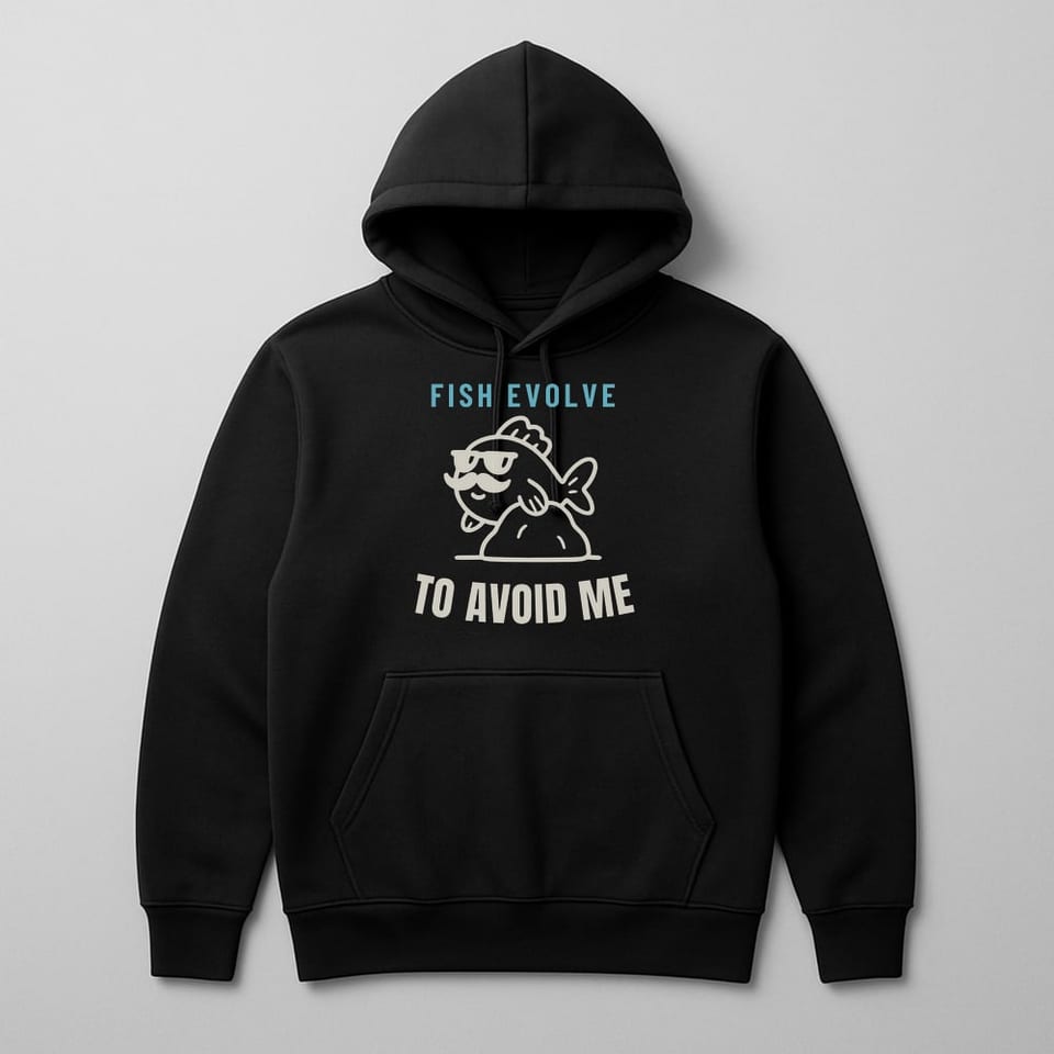 Fish Evolve to Avoid Me hoodie, Black