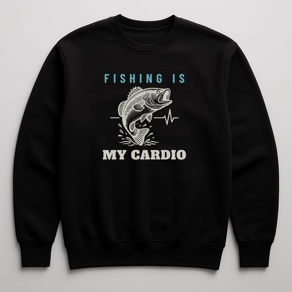 Fishing Is My Cardio sweatshirt, Black