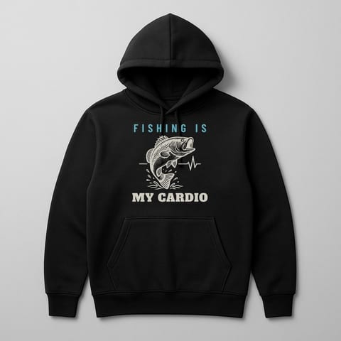 Fishing Is My Cardio hoodie, Black