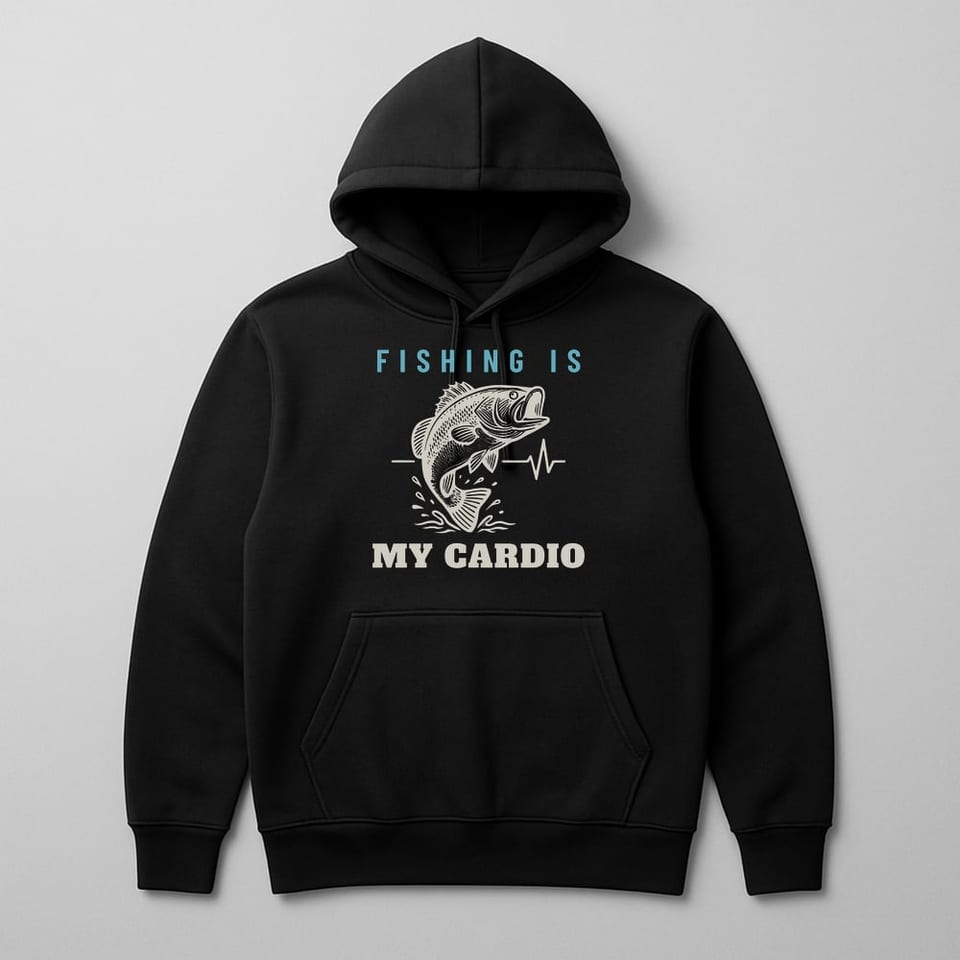 Fishing Is My Cardio hoodie, Black