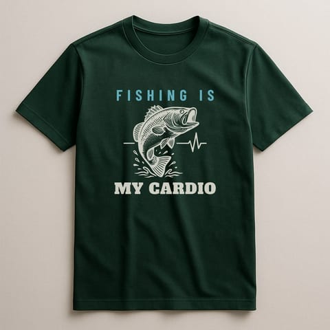 Fishing Is My Cardio tee, Forest