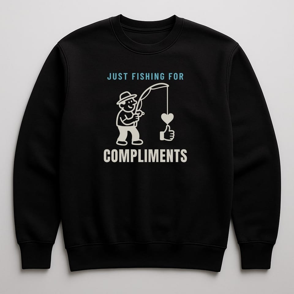 Just Fishing for Compliments sweatshirt, Black