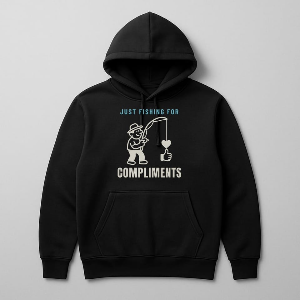 Just Fishing for Compliments hoodie, Black