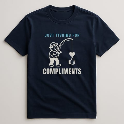 Just Fishing for Compliments tee, Navy