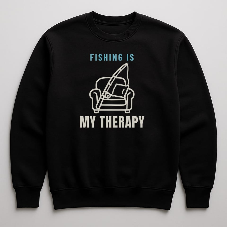 Fishing Is My Therapy sweatshirt, Black