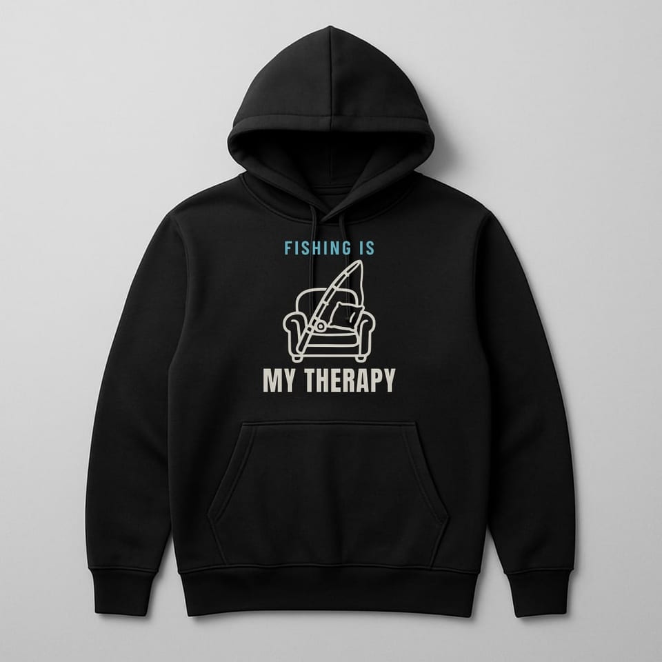 Fishing Is My Therapy hoodie, Black