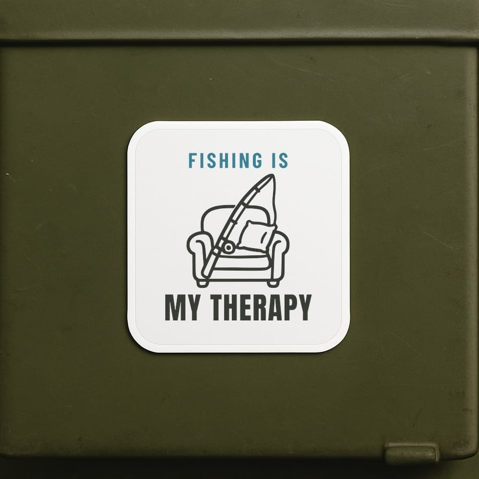 Fishing Is My Therapy sticker, White