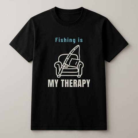Fishing Is My Therapy tee, Black