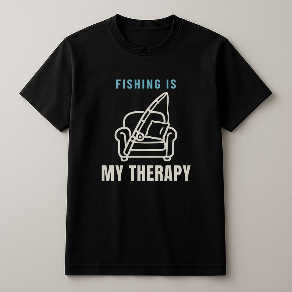 Fishing Is My Therapy tee, Black