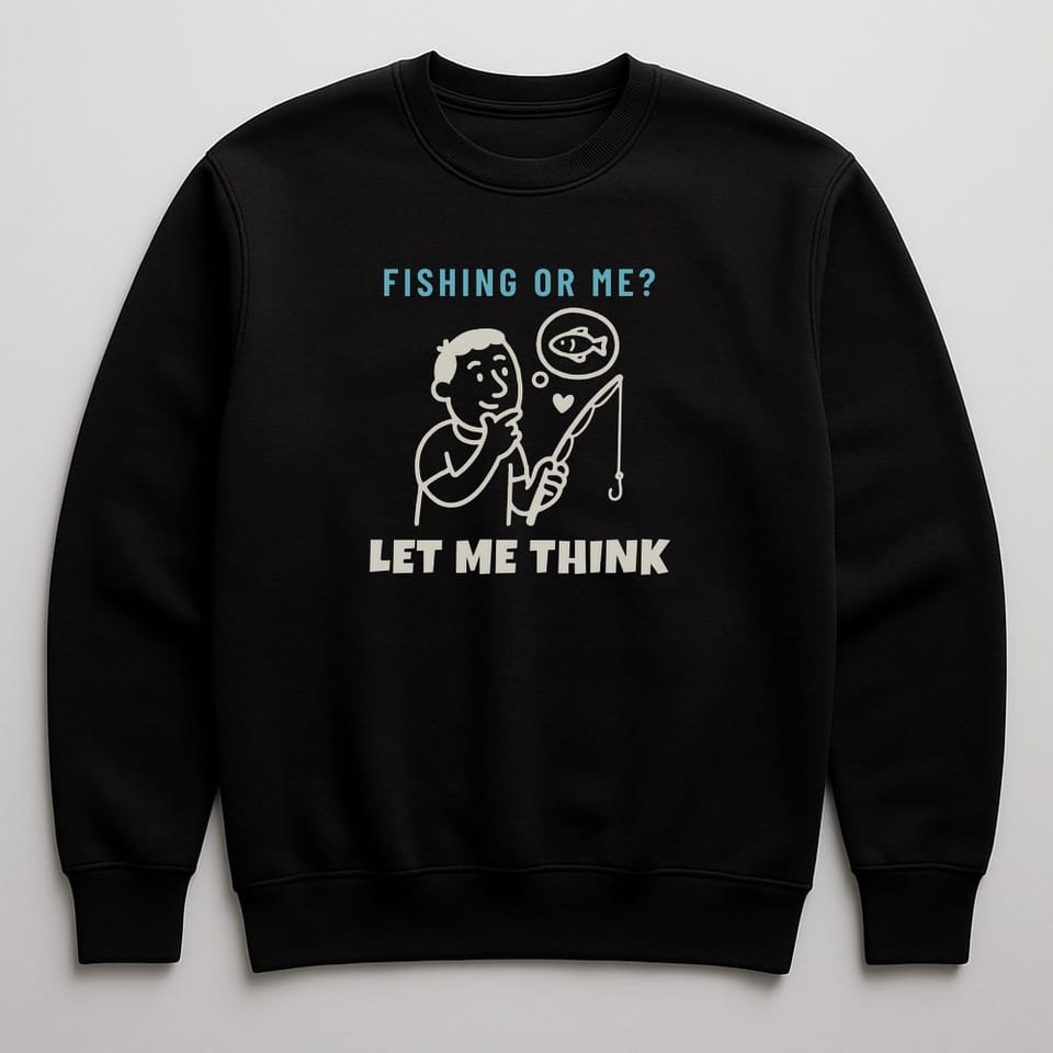 Fishing or Me? Let Me Think sweatshirt, Black