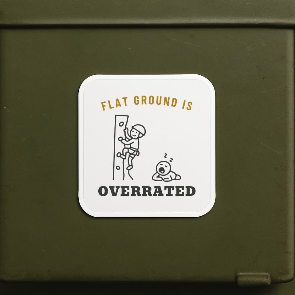 Flat Ground Is Overrated sticker, White