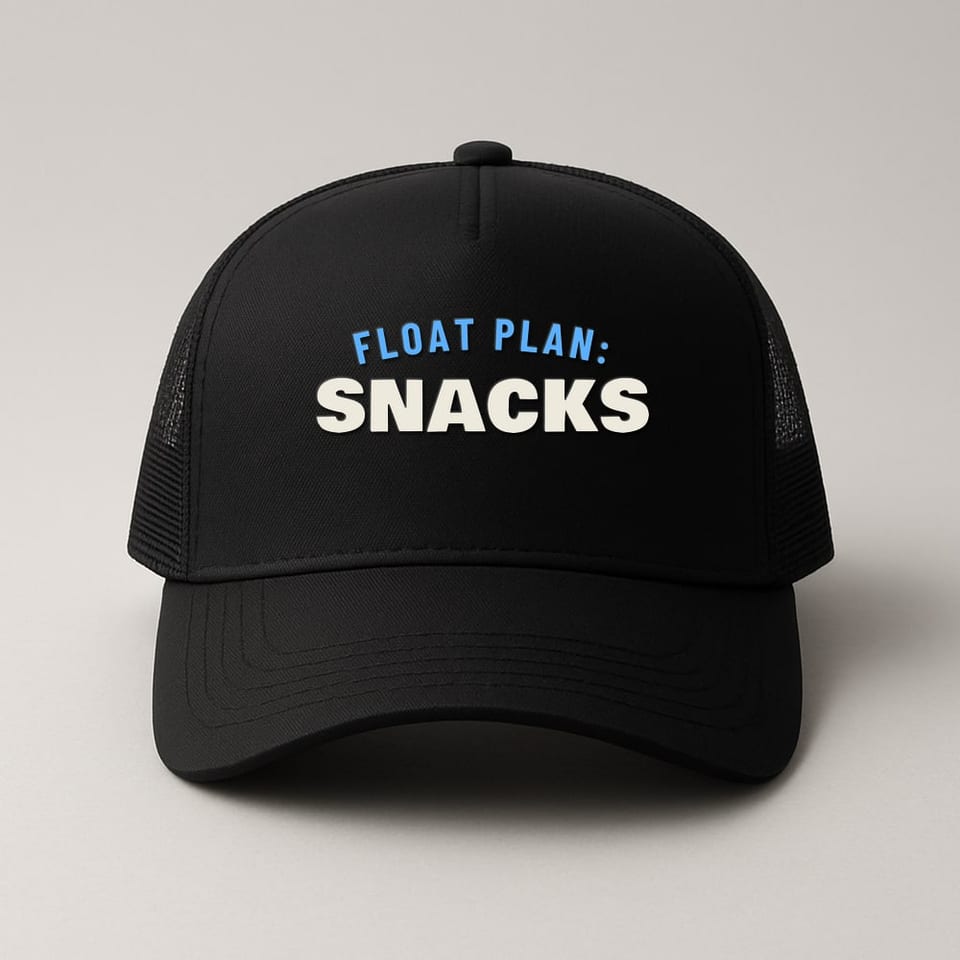 Float Plan: Snacks trucker hat, Black