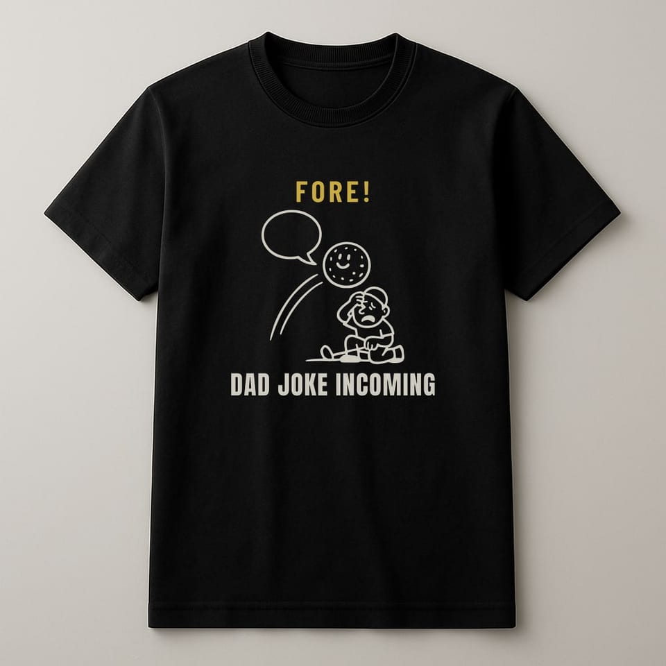 Fore! Dad Joke Incoming tee, Black