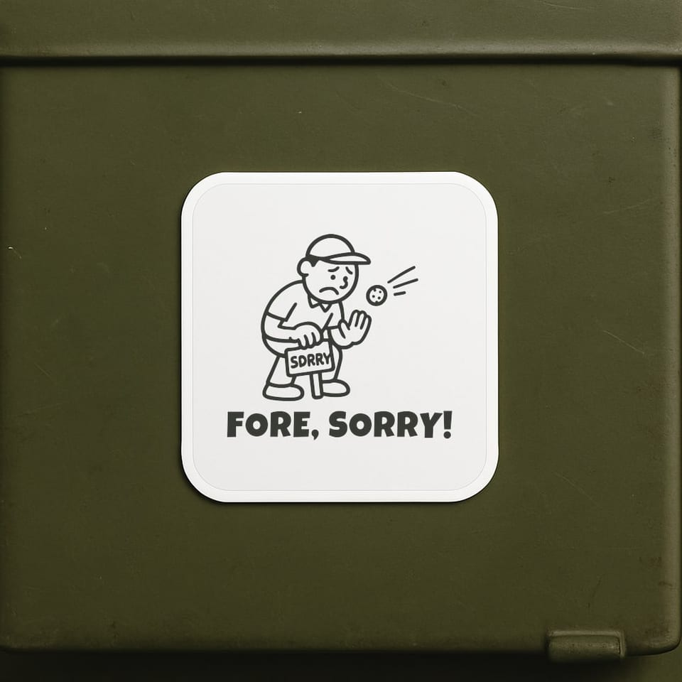 Fore, Sorry! sticker, White