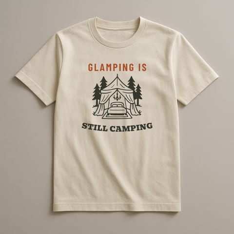 Glamping Is Still Camping tee, Natural