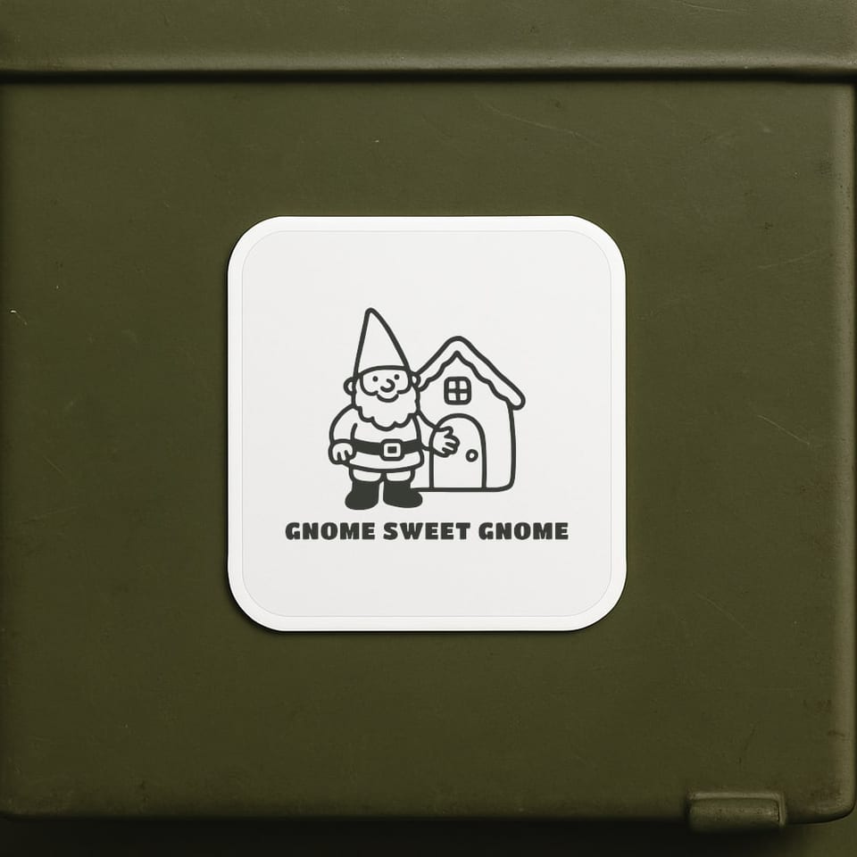 Gnome Sweet Gnome sticker, White