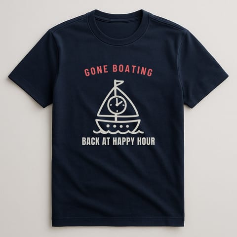 Gone Boating (Back at Happy Hour) tee, Navy