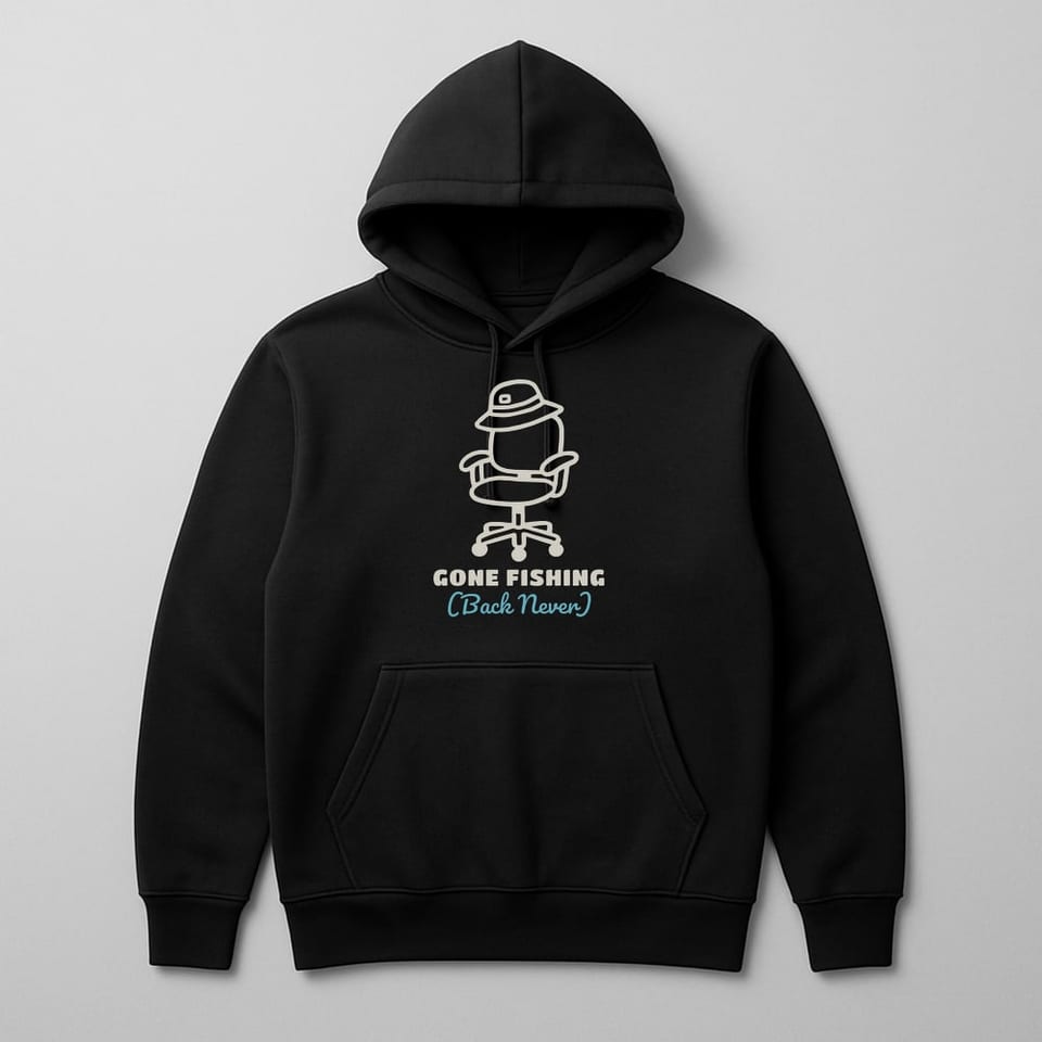 Gone Fishing (Back Never) hoodie, Black