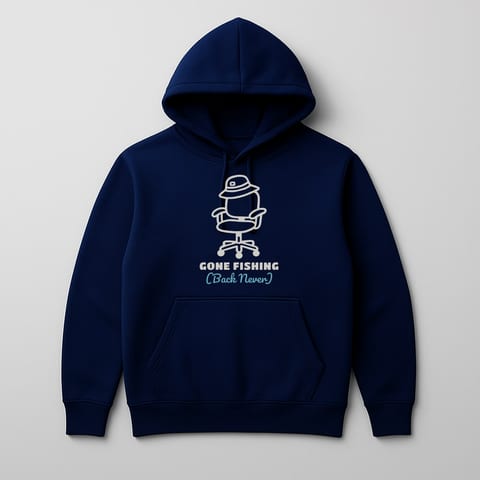 Gone Fishing (Back Never) hoodie, Navy