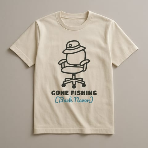 Gone Fishing (Back Never) tee, Natural