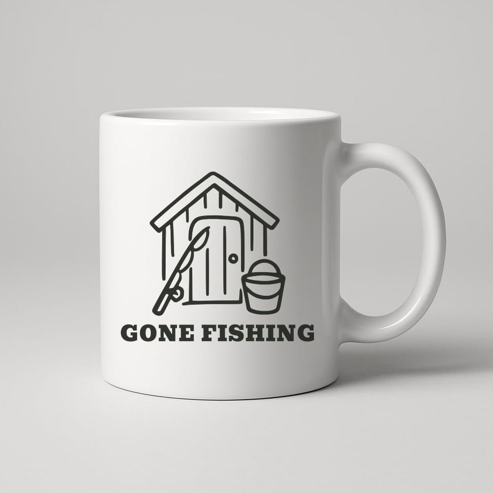 Gone Fishing mug, White