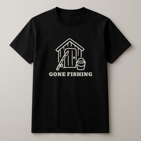 Gone Fishing tee, Black