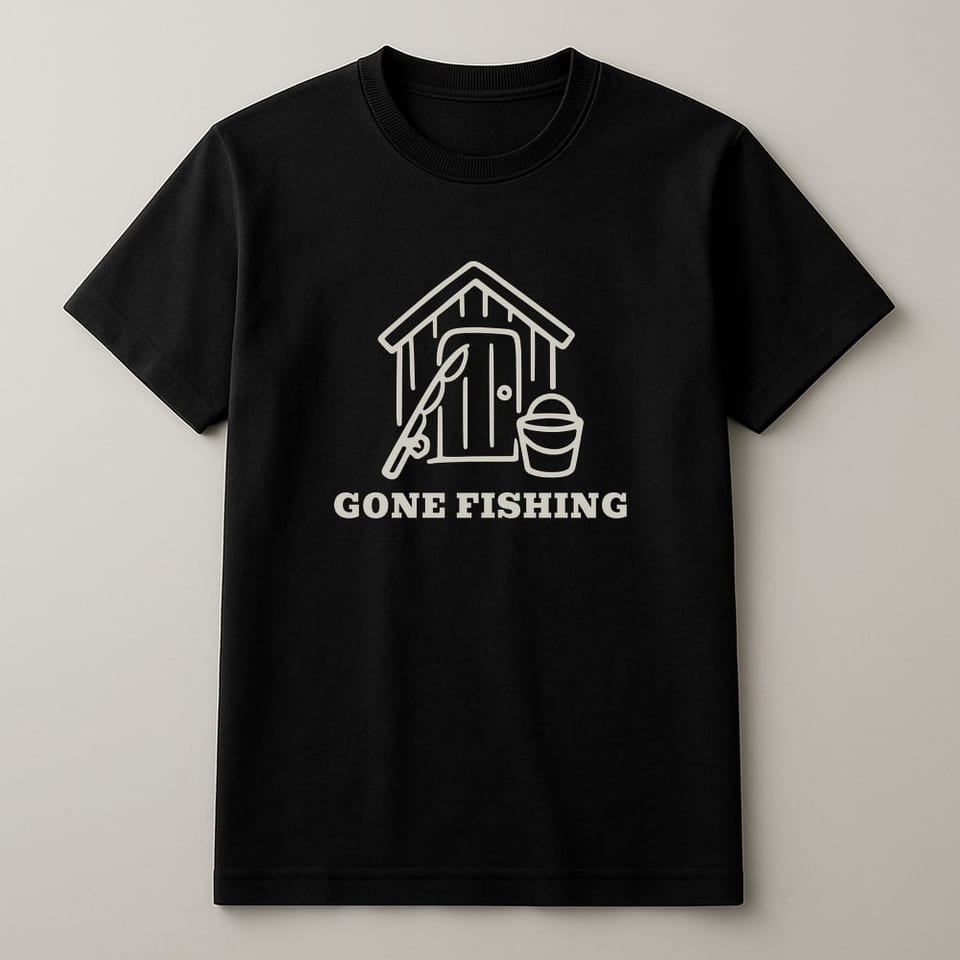 Gone Fishing tee, Black