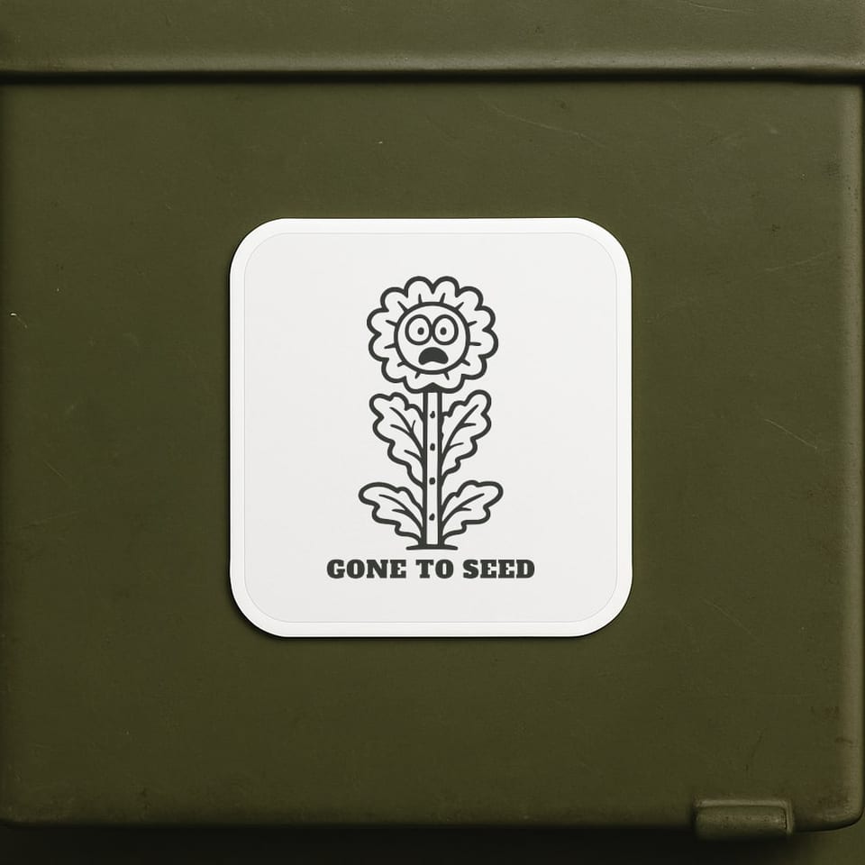 Gone to Seed sticker, White