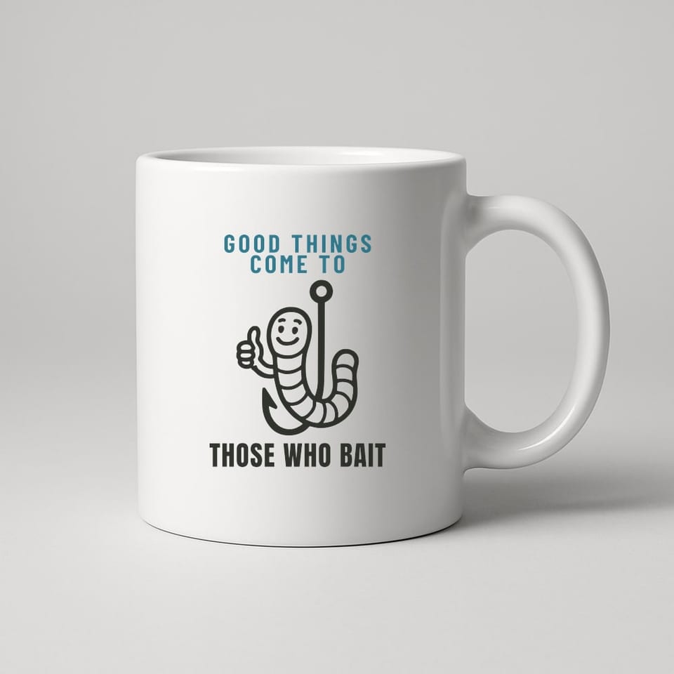 Good Things Come to Those Who Bait mug, White