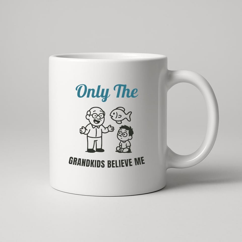 Only the Grandkids Believe Me mug, White