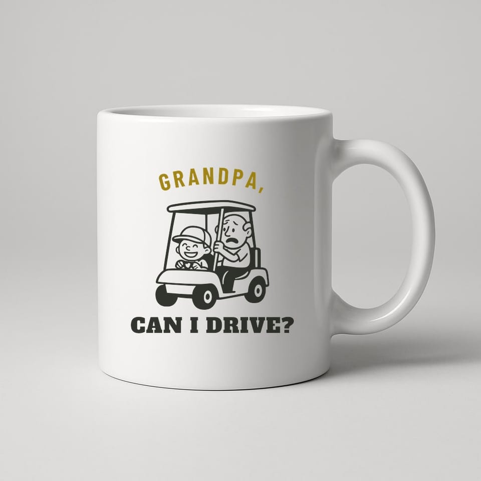 Grandpa, Can I Drive? mug, White
