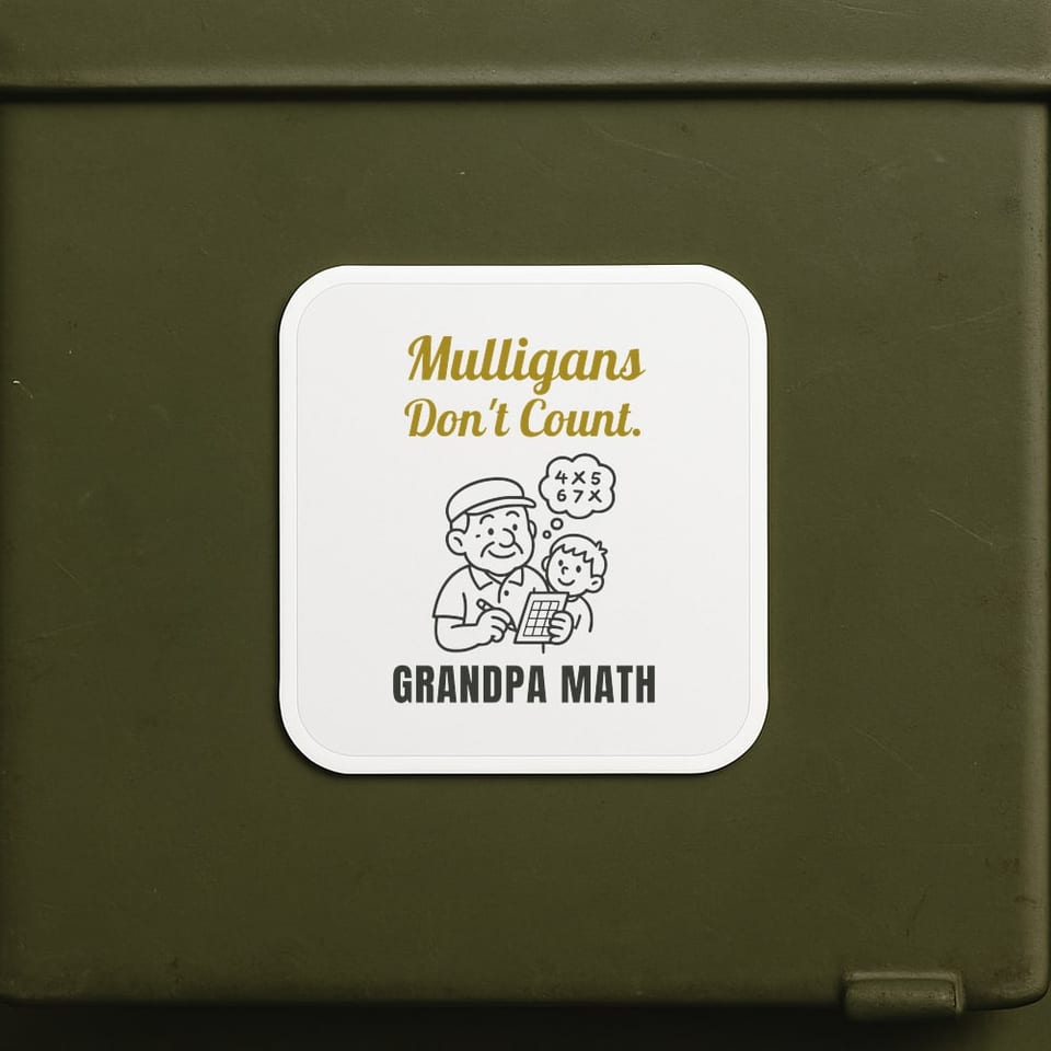 Grandpa Math sticker, White