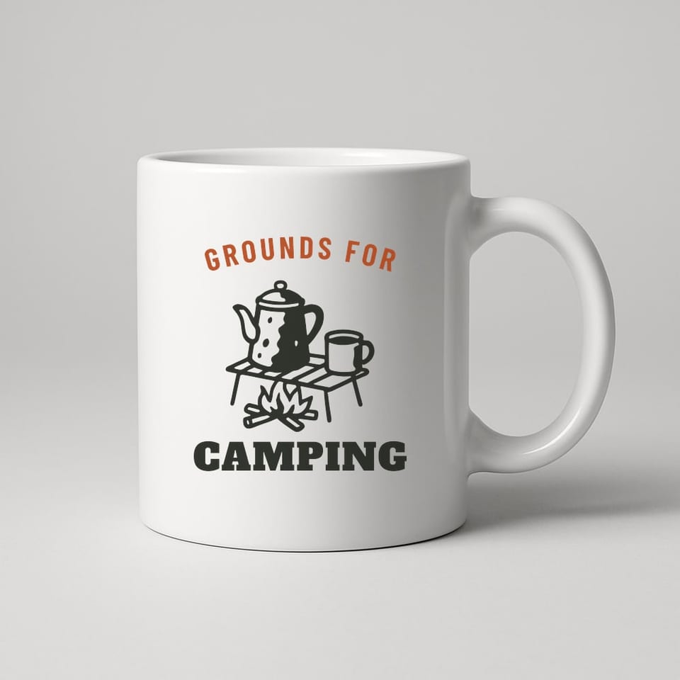 Grounds for Camping mug, White