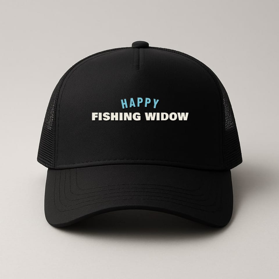 Happy Fishing Widow trucker hat, Black