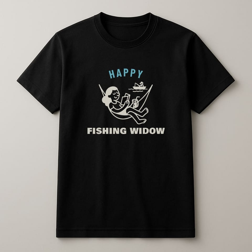 Happy Fishing Widow tee, Black