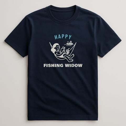 Happy Fishing Widow tee, Navy