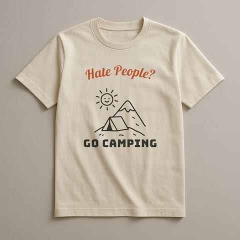Hate People? Go Camping. tee, Natural