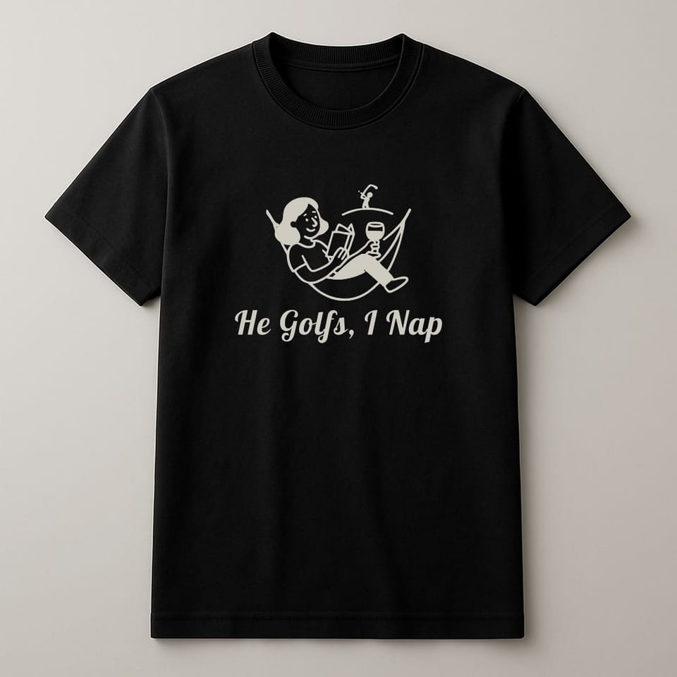 He Golfs, I Nap tee, Black
