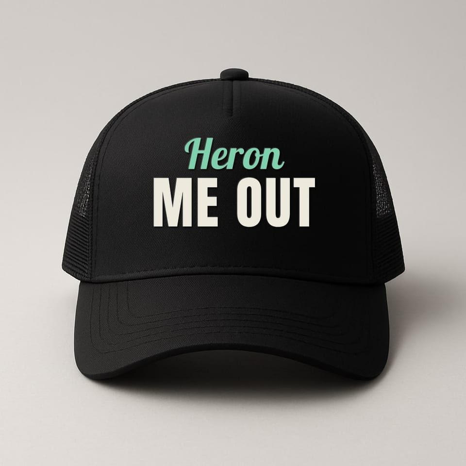 Heron Me Out trucker hat, Black