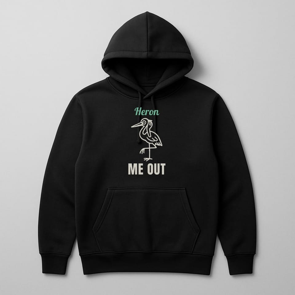 Heron Me Out hoodie, Black