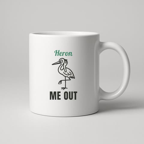 Heron Me Out mug, White