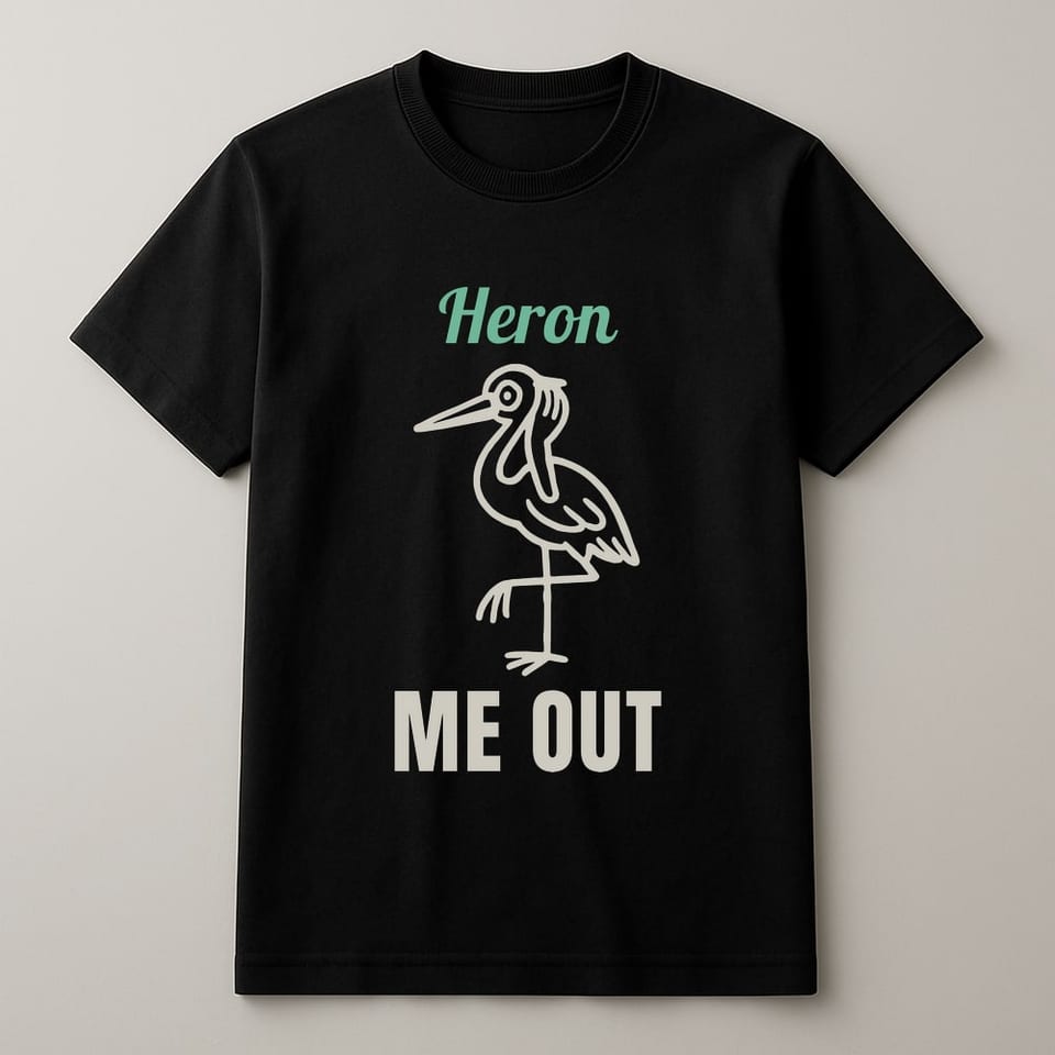 Heron Me Out tee, Black