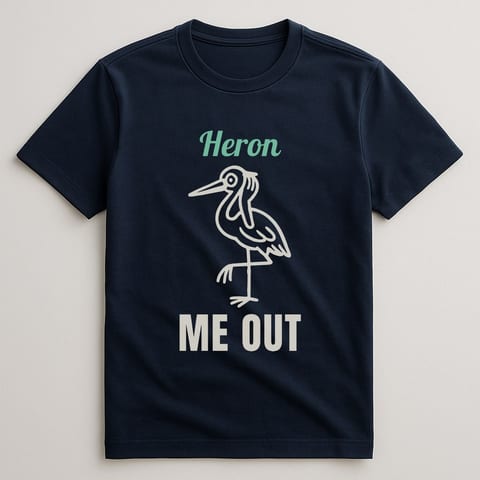 Heron Me Out tee, Navy