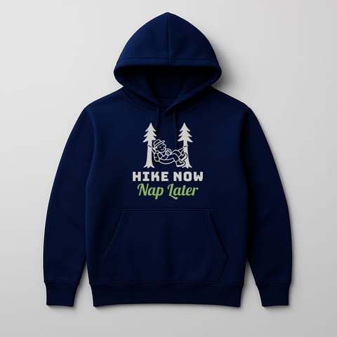 Hike Now, Nap Later hoodie, Navy
