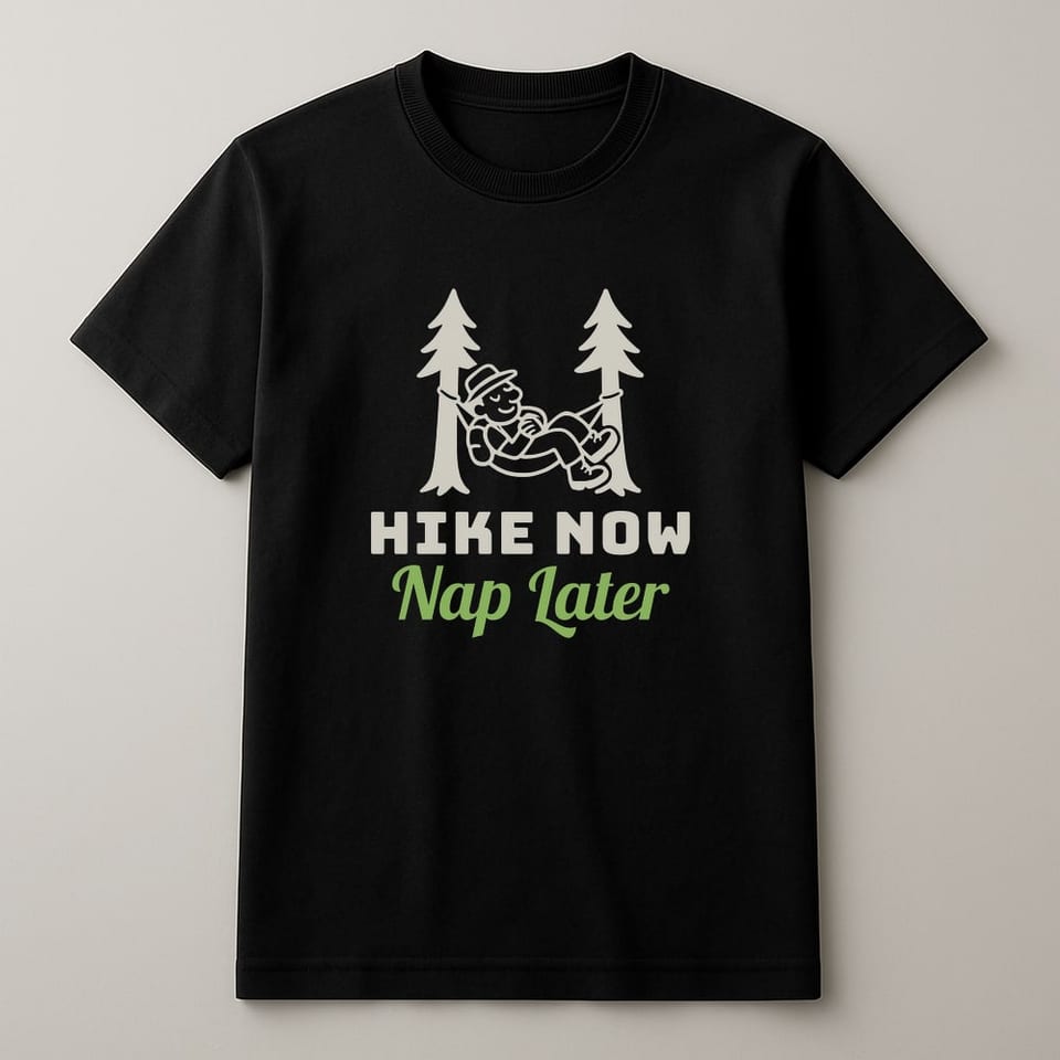 Hike Now, Nap Later tee, Black